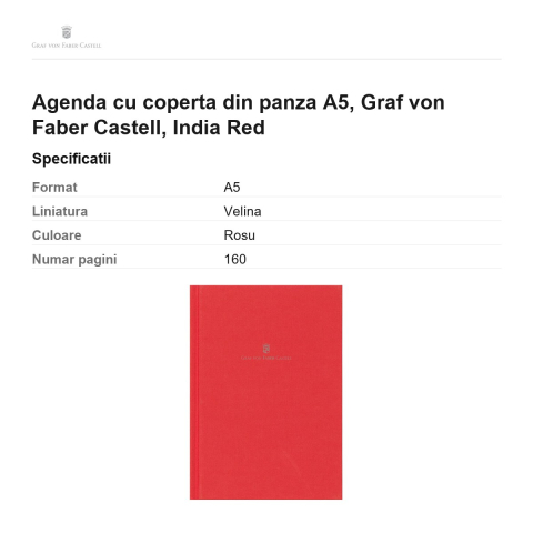 Agenda cu coperta din panza A5, Graf von Faber Castell, India Red [2]