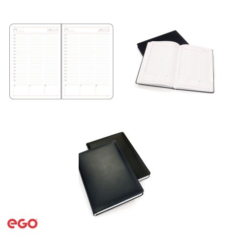 Agenda nedatata Ego Bruges din piele naturala, A5, 15.8x23.3 cm, 256 pagini, bleumarin [3]