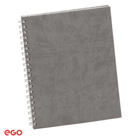 Birotica papetarie - Agenda nedatata Ego Premier cu spira, A4, 20.5x26 cm, 208 pagini, gri