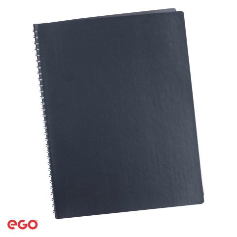 Birotica papetarie - Agenda nedatata Ego Siena cu spira, A4, 20.5x27 cm, 128 pagini, negru