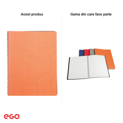 Agenda nedatata Ego Siena cu spira, A4, 20.5x27 cm, 128 pagini, portocaliu [4]