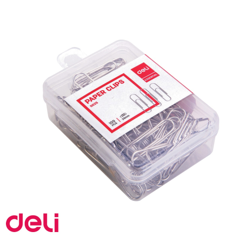 Agrafe metalice 29mm Deli, cutie plastic 100 bucati, pentru organizarea documentelor de birou [4]