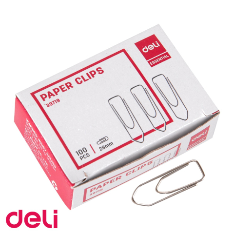 Agrafe metalice argintii Deli, 28 mm, cutie 100 bucati, pentru prindere documente [3]