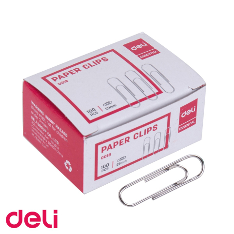 Agrafe de birou - Agrafe metalice argintii Deli, 29 mm, 100 bucati/cutie, pentru organizarea documentelor de birou