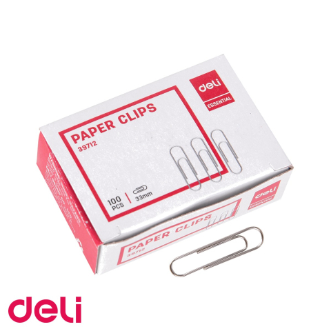 Agrafe de birou - Agrafe metalice argintii Deli, 33 mm, 100 bucati/cutie, pentru organizarea documentelor de birou
