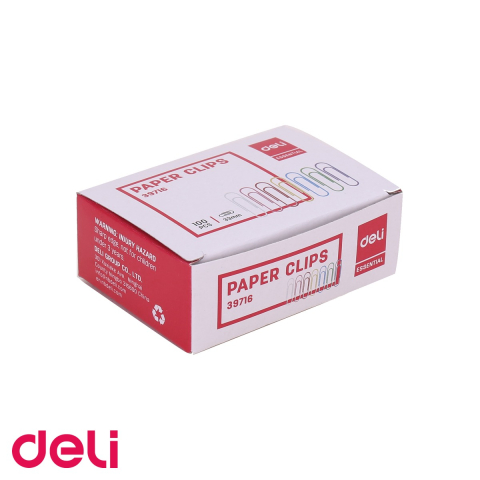 Agrafe de birou - Agrafe metalice colorate Deli, 33 mm, 100 bucati/cutie, pentru organizarea documentelor la birou
