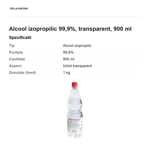 Alcool izopropilic 99,9%, transparent, 900 ml [2]