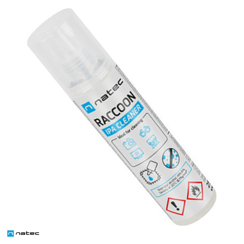 Menaj - Alcool izopropilic Natec Raccoon IPA Cleaner pentru curatarea electronicelor, 250 ml, puritate minimum 99,8%, flacon cu pulverizator, NSC-2450