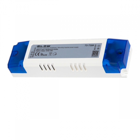 Iluminare si Electrice - Alimentator compact pentru LED-uri, 220V la 12V-5A, 60W, Blow 12728, alb cu albastru