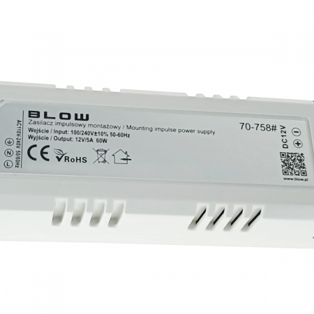 Alimentator compact pentru LED-uri, 220V la 12V-5A, 60W, Blow 12728, alb cu albastru [3]