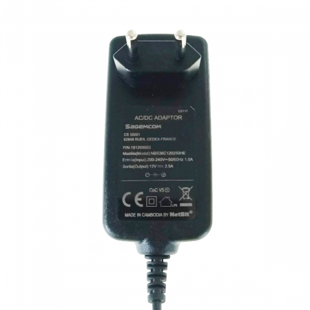 Alimentator de 12V-2.5A, 30W, cu mufa jack 2.5x5.5mm, Sagemcom, cablu de 2m lungime, negru [2]