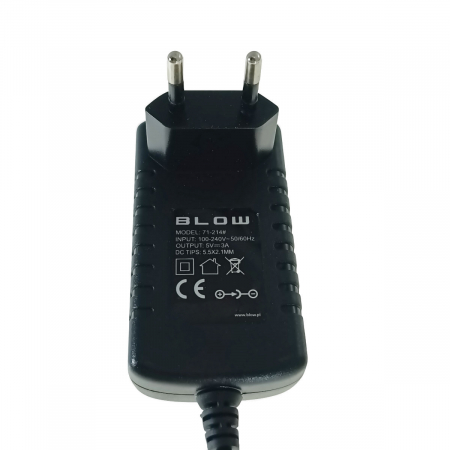 Alimentator de 5V-3A, 15W, cu mufa jack 2.1x5.5mm, Blow 11932, cablu de 1.1m, negru [2]