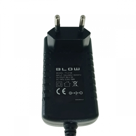 Alimentator de 9V-3A, 27W, cu mufa jack 2.1x5.5mm, cablu de 1.1m, Blow 11939, negru [2]