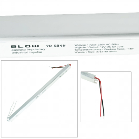 Alimentator slim LED-uri, 220V la 12V-6A, 72W, Blow 12104, carcasa aluminiu, gri [3]