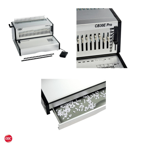 Aparat de indosariat electric GBC CombBind CB30E Pro cu inele de plastic, leaga 500 coli, perforeaza 30 coli, perforare cu pedala, carcasa metalica [3]