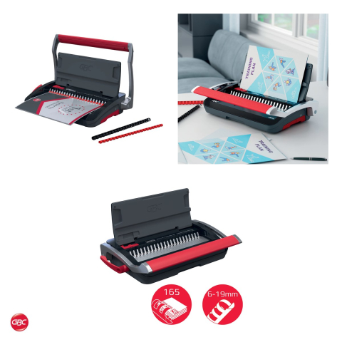 Aparat de indosariat manual GBC CombBind CB15 cu inele de plastic, leaga 165 coli, perforeaza 15 coli, maner dublu, format A4 si A5 [3]