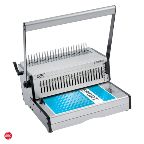 Birotica papetarie - Aparat de indosariat manual GBC CombBind CB30 Pro cu inele de plastic, leaga 500 coli, perforeaza 30 coli, margine reglabila, carcasa metalica
