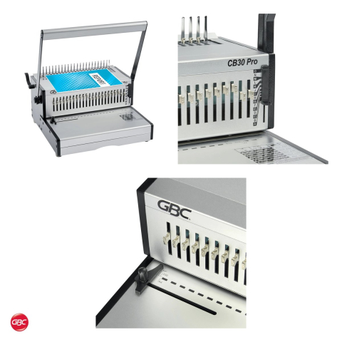 Aparat de indosariat manual GBC CombBind CB30 Pro cu inele de plastic, leaga 500 coli, perforeaza 30 coli, margine reglabila, carcasa metalica [3]