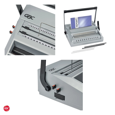 Aparat de indosariat manual GBC MultiBind MB20 cu inele de plastic sau spira metalica, leaga 270 coli, perforeaza 20 coli, carcasa din plastic [4]