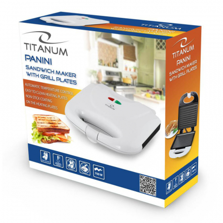Sandwich-Maker Esperanza, Putere 700 W, Suprafata Antiaderenta, Indicator LED, Picioare Antialunecare, Carcasa Termoizolanta, Design Modern, Alb [2]