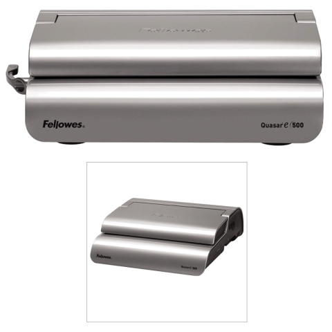Aparat indosariat electric, Fellowes Quasar-E 500, cu inele din plastic, diametru maxim spirala 50 mm, capacitate indosariere 500 foi, perforare 25 coli, pentru birou profesional si arhivare intensiva [4]