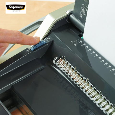 Aparat indosariat manual, Fellowes Galaxy Wire, cu inele metalice, diametru maxim spirala 14 mm, capacitate indosariere 130 foi, perforare 20 coli, pentru birou si arhivare [2]