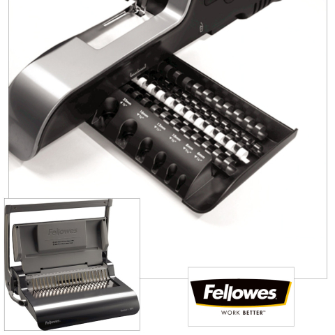 Aparat indosariat manual, Fellowes Quasar 500, cu inele din plastic, diametru maxim spirala 50 mm, capacitate indosariere 500 foi, perforare 25 coli, pentru birou si arhivare intensiva [5]