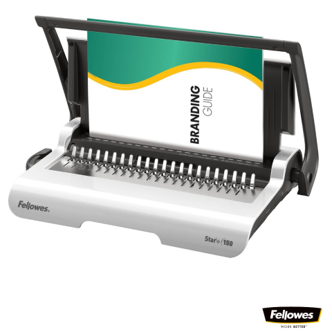 Aparate de indosariat - Aparat indosariat manual, Fellowes Star 150 A4, cu inele din plastic, diametru maxim spirala 18 mm, capacitate indosariere 150 foi, perforare 15 coli, pentru acasa si birou