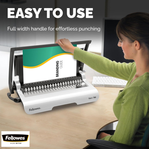 Aparat indosariat manual, Fellowes Star 150 A4, cu inele din plastic, diametru maxim spirala 18 mm, capacitate indosariere 150 foi, perforare 15 coli, pentru acasa si birou [1]