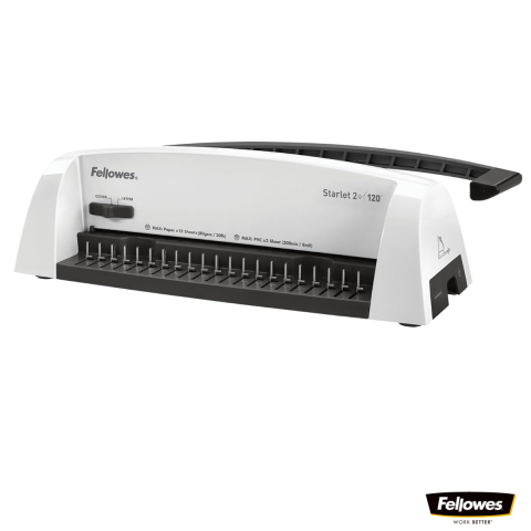 Aparate de indosariat - Aparat indosariat manual, Fellowes Starlet 2+ A4, cu inele din plastic, diametru maxim spirala 16 mm, capacitate indosariere 120 foi, perforare 12 coli, pentru acasa si birou
