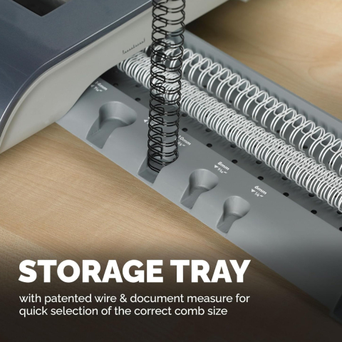 Aparat indosariat manual, Fellows Quasar Wire, cu inele metalice, diametru maxim spirala 14mm, capacitate indosariere 130 foi, perforare 15 coli, pentru birou si arhivare [3]