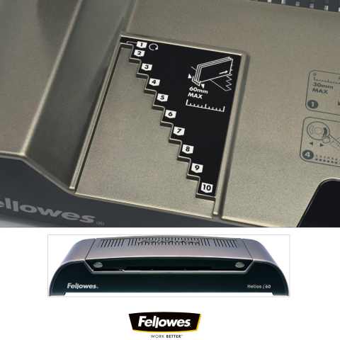 Aparat indosariat termic, Fellowes Helios 60, cu legare termica si TermoSense, grosime maxima document 60 mm, capacitate indosariere 600 foi, pentru birou si arhivare profesionala [2]