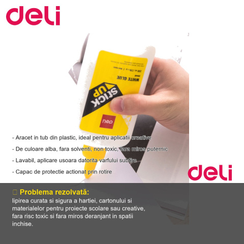 Aracet Deli 230ml, tub plastic cu varf subtire, lipici alb non toxic pentru proiecte creative [1]