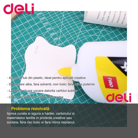 Aracet Deli 500ml, adeziv universal alb fara solventi, tub plastic cu varf subtire, pentru aplicatii creative [1]