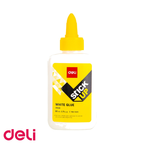 Birotica papetarie - Aracet Deli 80ml, tub plastic cu varf subtire, adeziv alb non toxic, pentru aplicatii creative