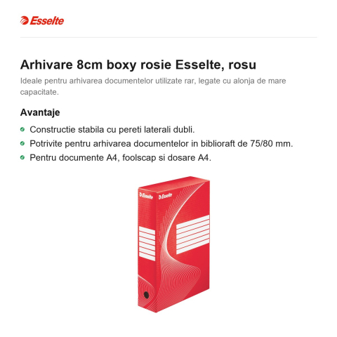 Arhivare 8cm boxy rosie Esselte, rosu [1]