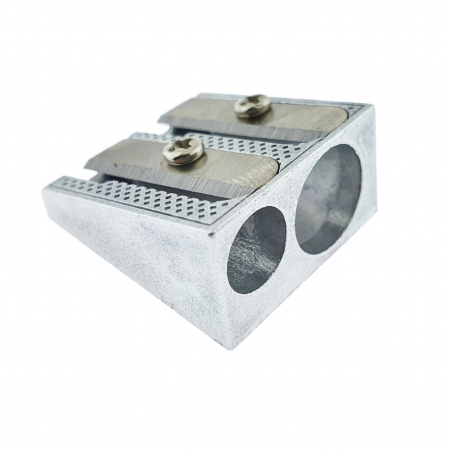 Ascutitoare creioane dubla, din aluminiu, 25x24x12 mm, argintie [3]