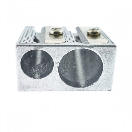 Birotica papetarie - Ascutitoare creioane dubla, din aluminiu, 25x24x12 mm, argintie
