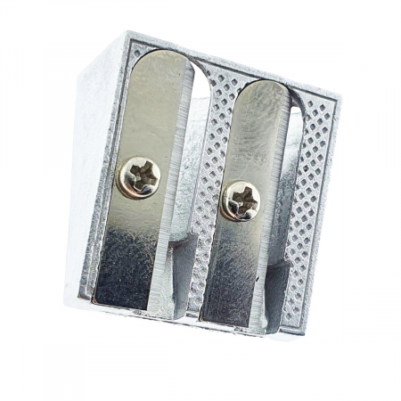 Ascutitoare creioane dubla, din aluminiu, 25x24x12 mm, argintie [5]