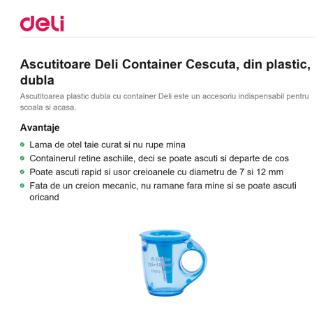 Ascutitoare Deli Container Cescuta, din plastic, dubla [1]