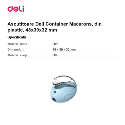Ascutitoare Deli Container Macarons, din plastic, 48x39x32 mm [2]