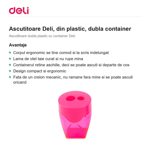 Ascutitoare Deli, din plastic, dubla container [1]
