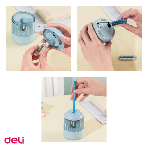 Ascutitoare Deli, din plastic, electrica 6.9-8 bleu, 95x75x75 mm [3]