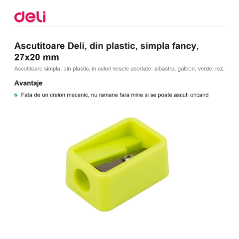 Ascutitoare Deli, din plastic, simpla fancy, 27x20 mm [1]