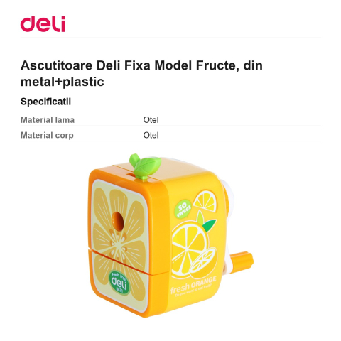 Ascutitoare Deli Fixa Model Fructe, din metal+plastic [2]