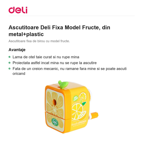 Ascutitoare Deli Fixa Model Fructe, din metal+plastic [1]