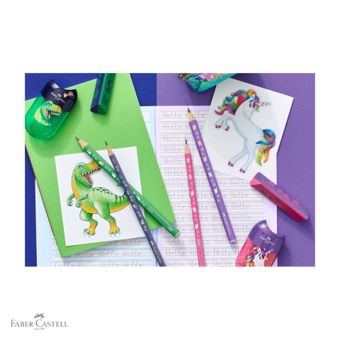 Ascutitoare dubla cu container Faber-Castell, design dinozauri, pentru creioane subtiri si groase, copii [3]