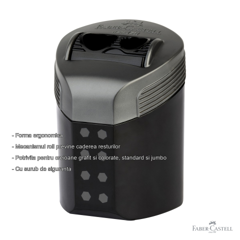 Ascutitoare dubla cu container Faber-Castell, mecanism roll, pentru creioane standard si jumbo [1]