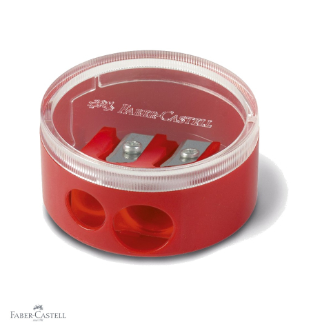 Birotica papetarie - Ascutitoare dubla cu container Faber-Castell, plastic, pentru creioane clasice, triunghiulare si Jumbo
