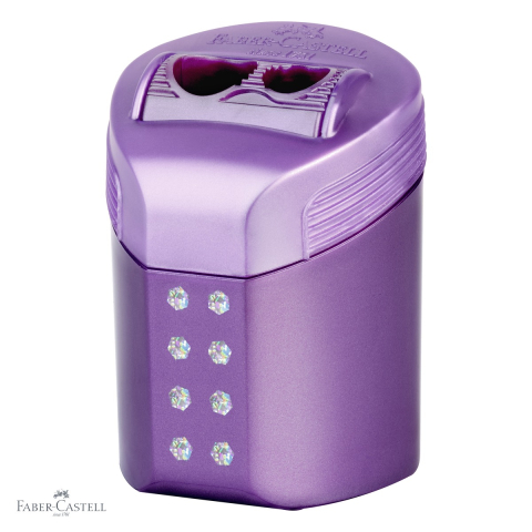 Ascutitoare dubla cu container Faber-Castell Sparkle Pastel, mecanism roll, pentru creioane grafit si colorate [3]